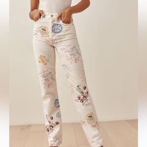 Reformation Cynthia Doodle High Rise Straight Jean
